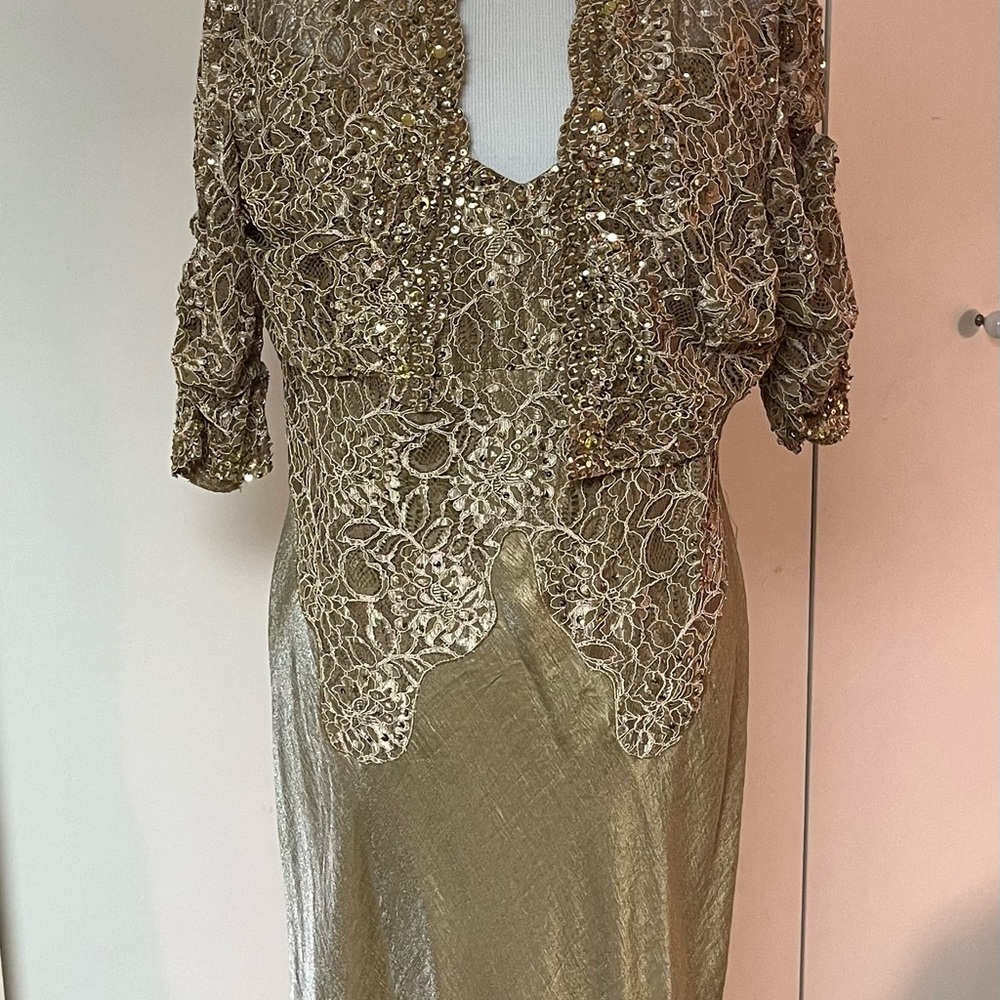 Never worn Perfect for mom of bride. NWOT. BRONZE GOLD GOWN WITH JACKET